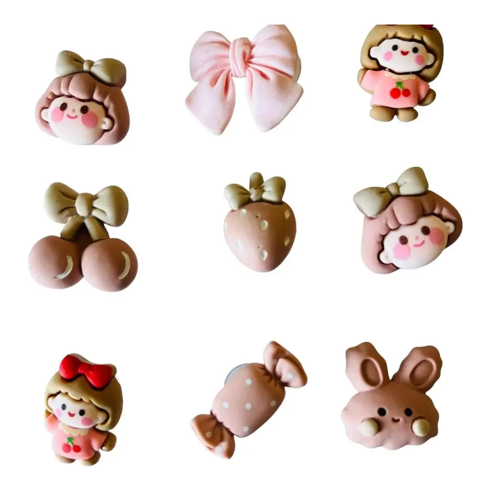 NEW Pink Cherry Resin SHOE CHARMS 12pc for Croc Shoes Zippers + Strawberry Girl